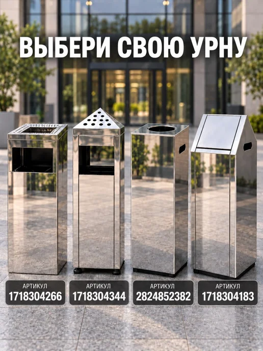 Perform Урна Уличная, "Пирамида" - 30л, Нержавеющая Сталь У-185, 30 л, фото 2