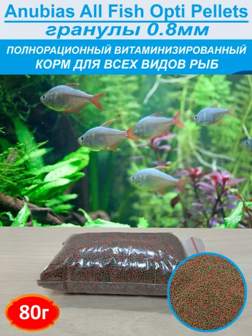 Anubias Гранулы 0.8мм Полнорационный корм для рыб 80г, 80 г, фото 2