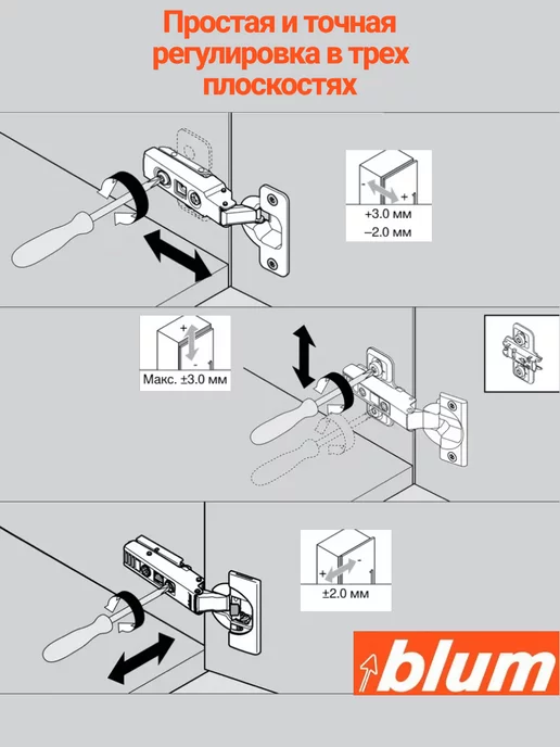 Blum Петли мебельные с доводчиком вкладные 71B3790, 3 шт, 3 шт, фото 8