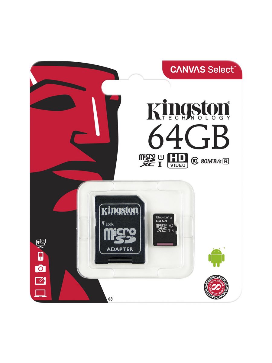 Kingston canvas select plus microsdxc 64gb. Micro SDCX. Карта памяти Kingston CF/16gb-u3.