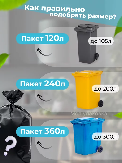 Моя упаковка Мешки для мусора 60 л с завязками прочные серые 50шт 35мкм, 60 л, 50 шт, фото 7
