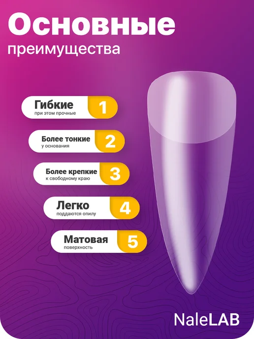 NaleLab Накладные ногти гелевые типсы для наращивания 240 штук, белый, фото 3