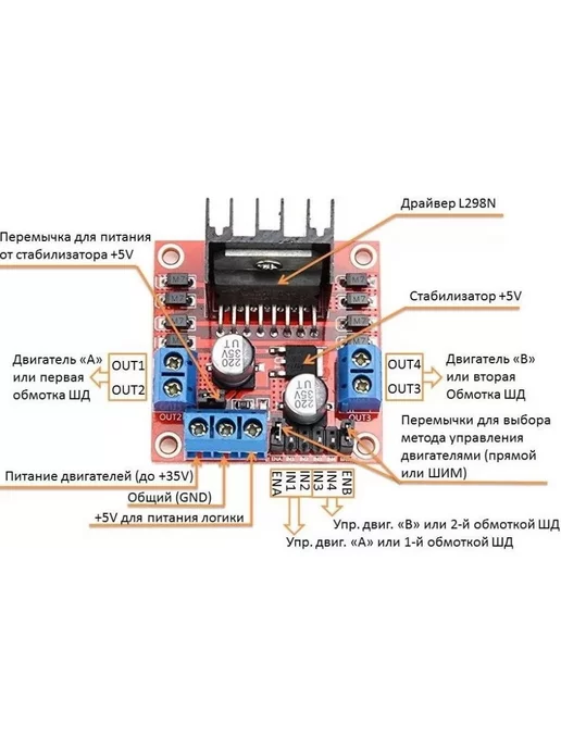 Arduino Драйвер двигателей на L298N, вариант, фото 2