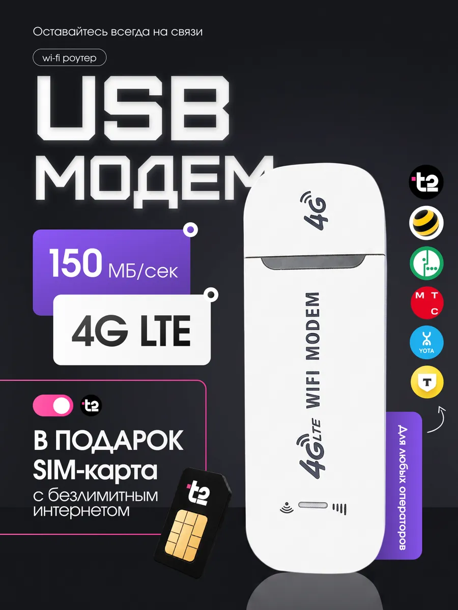 Беспроводной мобильный USB Модем 4G LTE роутер Wi-Fi