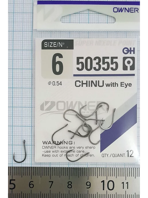 КРЮЧОК рыболовный Крючки для рыбалки CHINU № 6 карповые. Япония, черный, фото 2