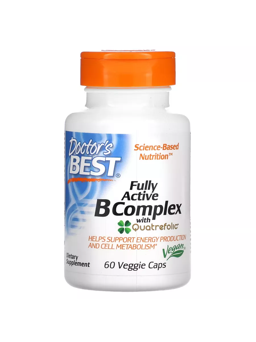 Комплекс активных витаминов B с Quatrefolic, 60 капсул