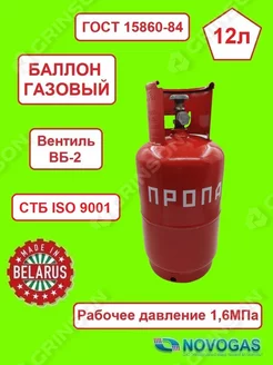 Газовый баллон 12 литров с вентилем пустой ГОСТ 15860-84 Novogas 217705110 купить за 2 662 ₽ в интернет-магазине Wildberries