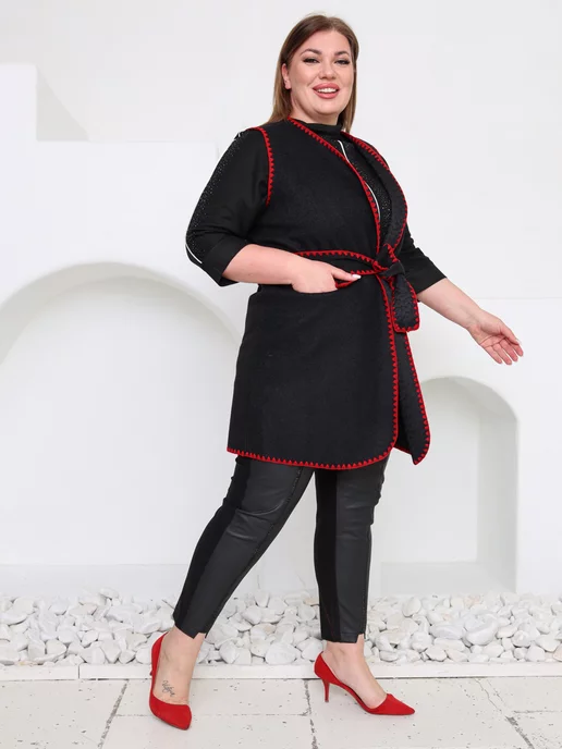 NEFERTARIDRESS Жилет большого размера на поясе, черный, фото 2