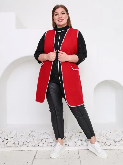 NEFERTARIDRESS Жилет большого размера на поясе, красный