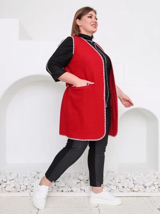 NEFERTARIDRESS Жилет большого размера на поясе, красный, фото 3