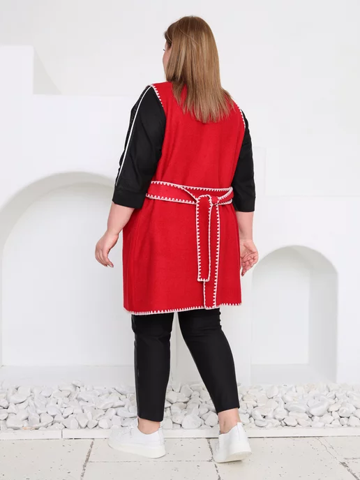 NEFERTARIDRESS Жилет большого размера на поясе, красный, фото 4