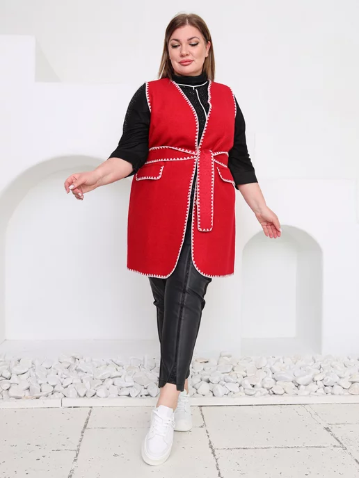 NEFERTARIDRESS Жилет большого размера на поясе, красный, фото 5