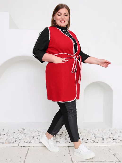NEFERTARIDRESS Жилет большого размера на поясе, красный, фото 7