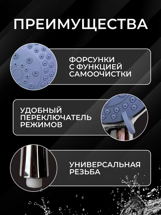 G- Ferro Лейка для душа с режимами, серый, фото 3