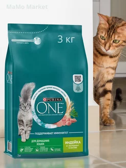 Корм для кошек сухой 3 кг для домашних с индейкой PURINA ONE 217792118 купить за 1 316 ₽ в интернет-магазине Wildberries