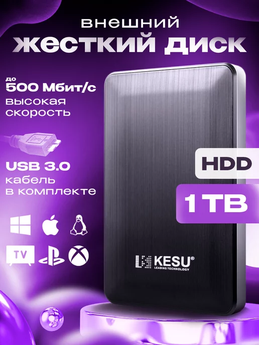 KESU LEADING TECHNOLOGY Внешний жесткий диск 1TB HDD для ноутбука и телефона