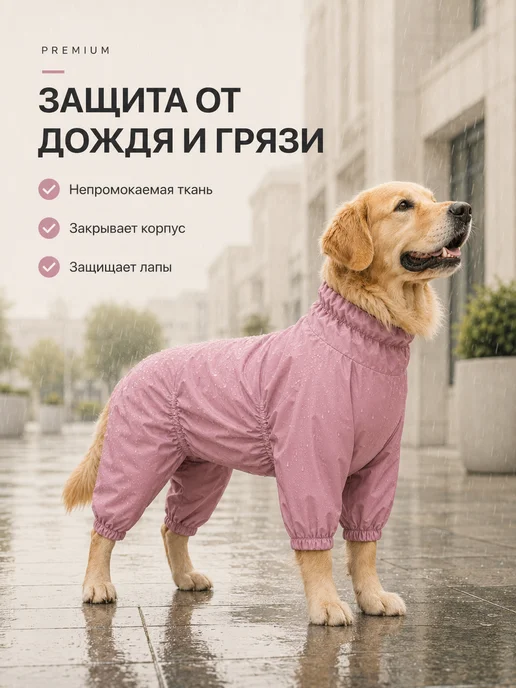 Friendly DOG Одежда для собак крупных пород дождевик непромокаемый, фиолетовый, фото 3