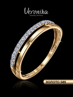 Кольцо золотое 585 двойное Veronika jewelry factory 217803697 купить за 10 549 ₽ в интернет-магазине Wildberries