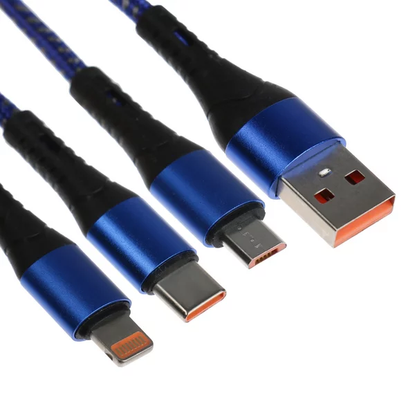 Кабель 3 в 1, MicroUSB Type-C Lightning — USB