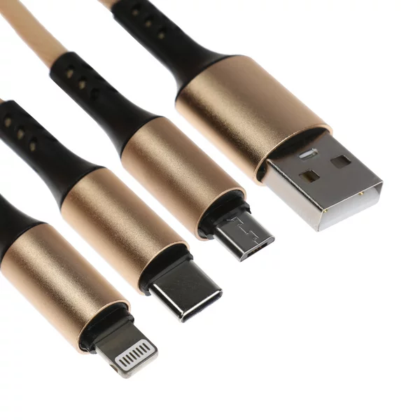 Кабель брелок 3 в 1, MicroUSB Type-C Lightning — USB, 2.4 А