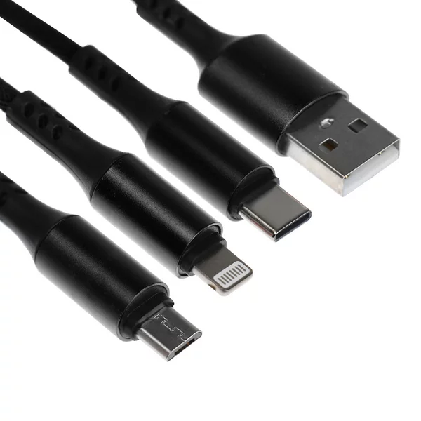 Кабель брелок 3 в 1, MicroUSB Type-C Lightning — USB, 2.4 А