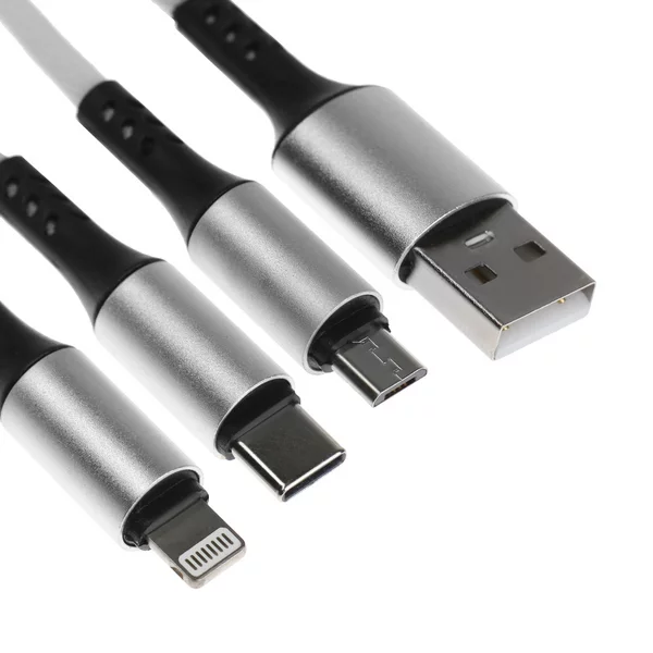 Кабель брелок 3 в 1, MicroUSB Type-C Lightning — USB, 2.4 А