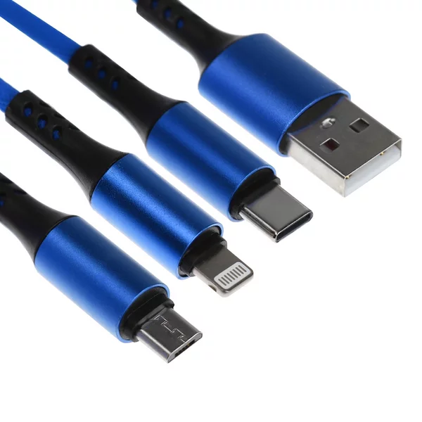Кабель брелок 3 в 1, MicroUSB Type-C Lightning — USB, 2.4 А