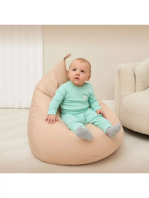 DiVan Чехол для кресла-мешка XL бирюзовый Дюспо, бежевый, фото 8