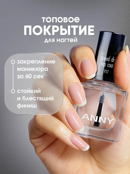 ANNY Топ для ногтей без лампы быстросохнущий прозрачный, 15мл, 15 мл