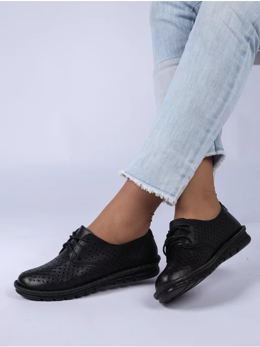 Shoe House Мокасины летние дышащие, черный