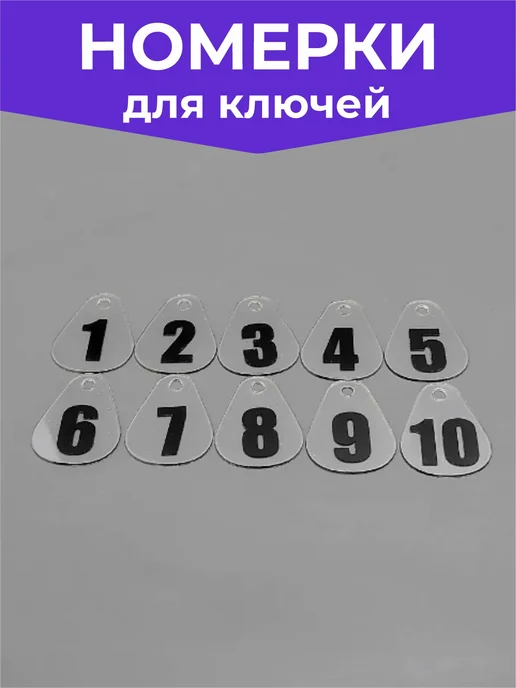 Брелки Номерки для ключей гардероба камеры хранения 1-10, черный, фото 4