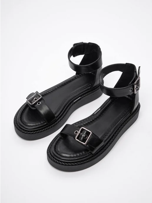 SHOES OCEAN Босоножки летние на платформе, черный, фото 3