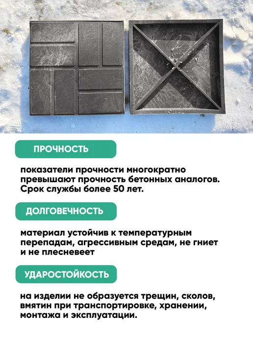 НеоКомпозит Плитка тротуарная полимерпесчаная 25х25, графит, 16 шт, 25x25, 8 шт, фото 3
