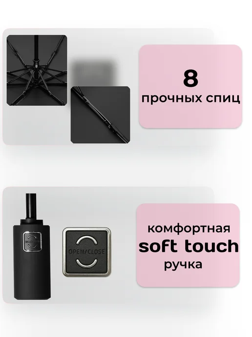 RОVNО Стильный складной зонт автомат антиветер, белый, фото 7