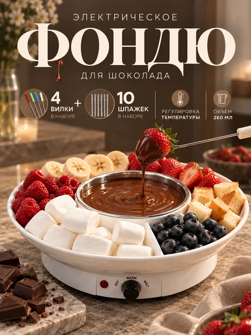 Cook's Corner Фондю электрическое для шоколада, белый