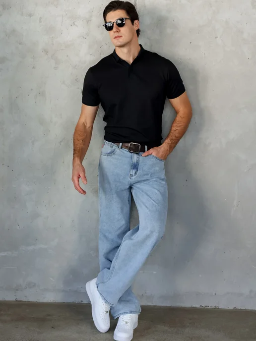 POLO TOP Хлопковая футболка поло с коротким рукавом, черный, фото 5