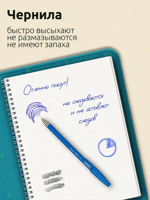 Ручка шариковая неавтоматическая 5 штук, синий, фото 2