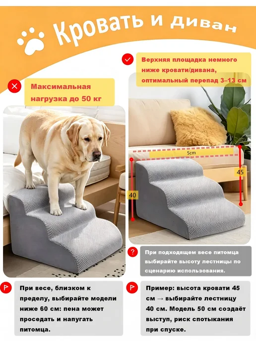 Meowso Лестница для животных кошачий диван и кровать 50cm, вариант, фото 5