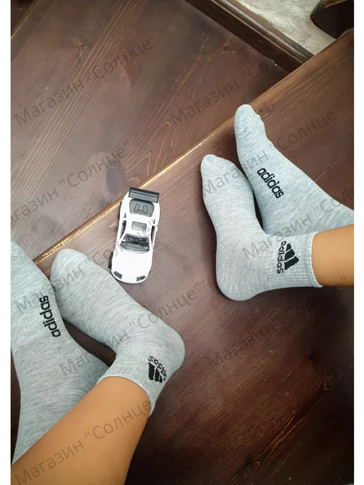 Носки детские Одинаковые носочки Adidas для семьи, синий, фото 2