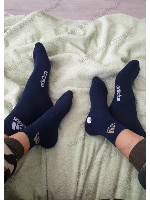 Носки детские Одинаковые носочки Adidas для семьи, синий, фото 3