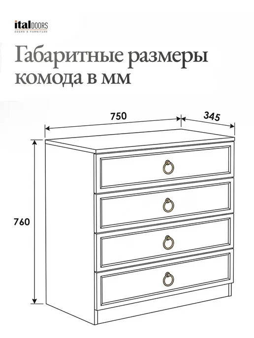 ItalDoors Комод для вещей с ящиками, серый, фото 4