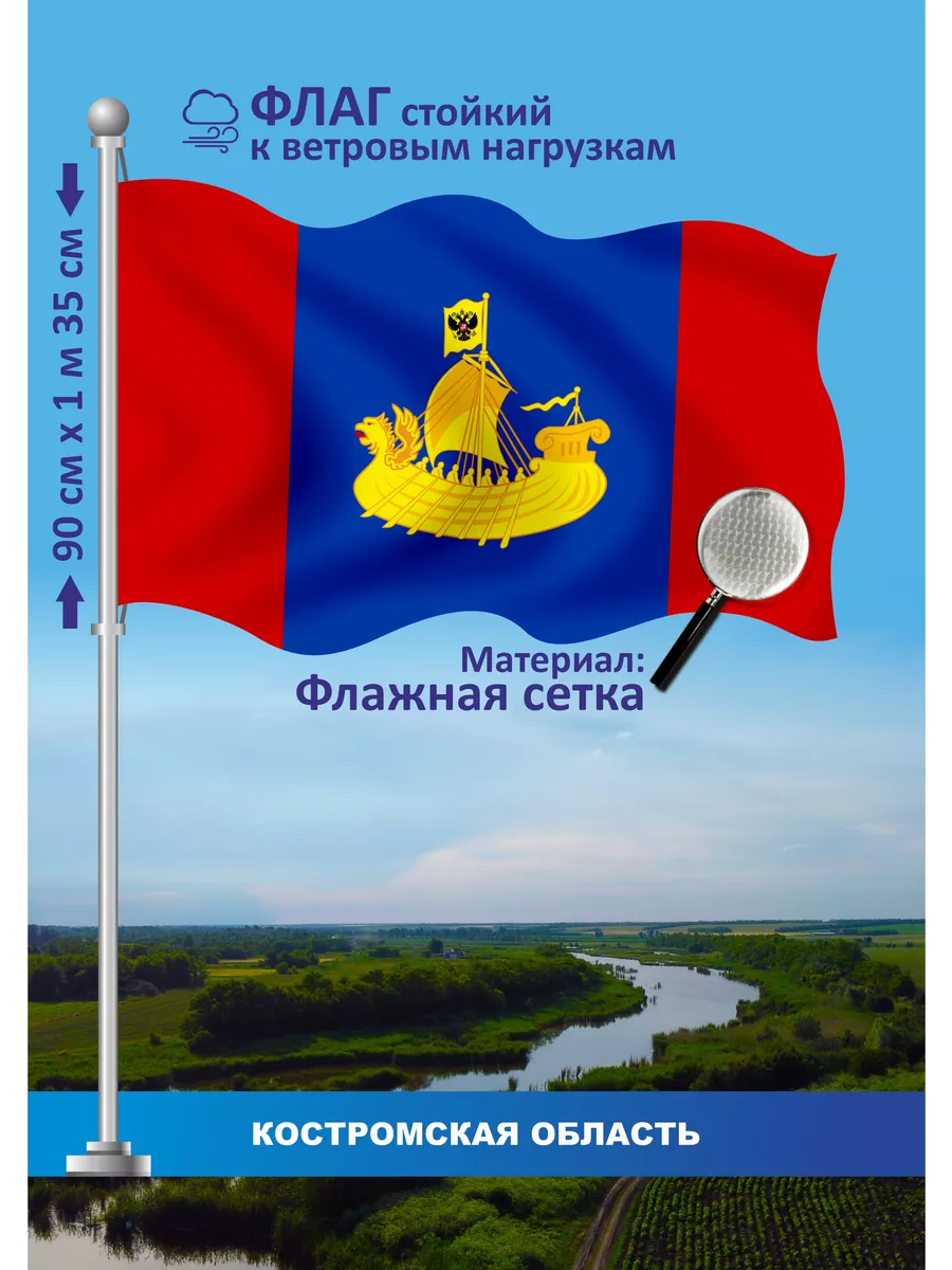 Флаг Костромская область.