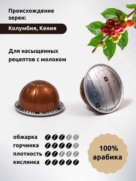 Nespresso Капсулы для кофемашин Неспрессо Vertuo BIANCO FORTE 10 шт, 10 шт, фото 2