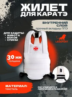 Жилет каратэ киокушинкай толщина 30 мм черные липы LeoSport 218076534 купить за 2 688 ₽ в интернет-магазине Wildberries