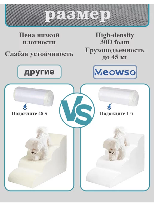Meowso Лестница для животных кошачий диван и кровать 50cm, серый, фото 7