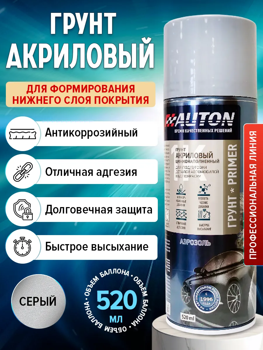 Грунт антикоррозионный акриловый с цинком Серый 520 мл