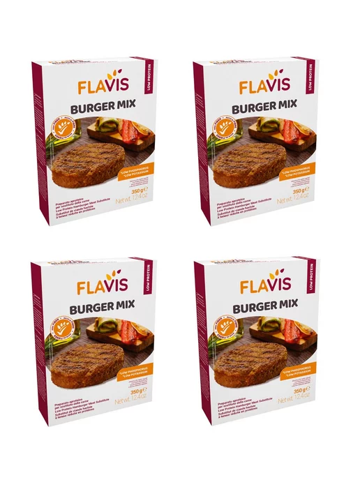 Flavis Смесь для приготовления бургеров, низкобелковая, 4шт (350г), 4 шт, 350 г