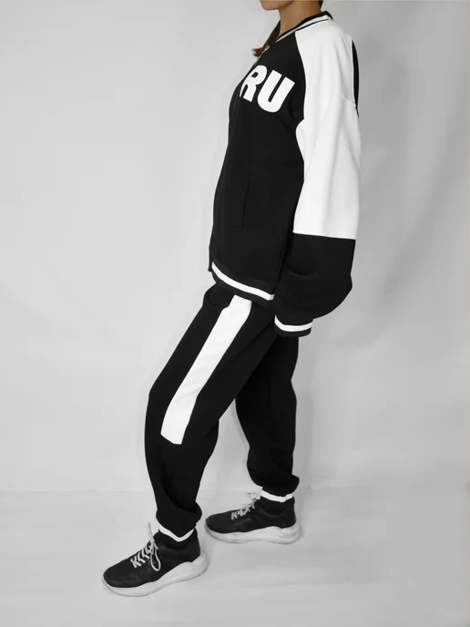 SASHA kids Костюм спортивный бомбер корейский стиль, черный, фото 7