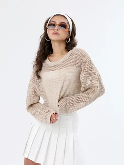 Кофта в сетку укороченная оверсайз Cashmere Long 218254477 купить за 1 400 ₽ в интернет-магазине Wildberries