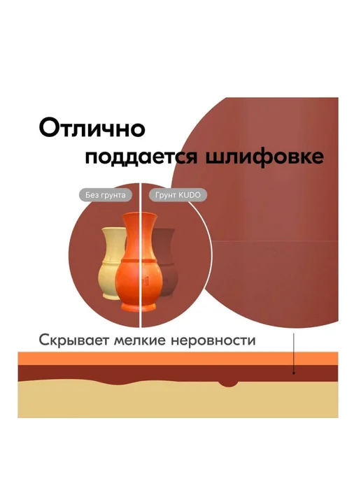 KUDO Грунт для автомобиля акриловый универсальный, коричневый, фото 7